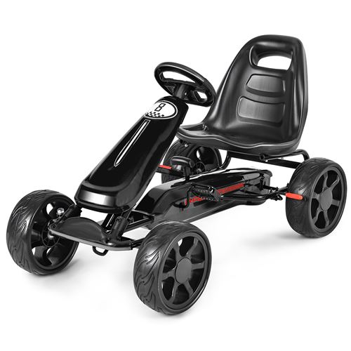 go kart à pédales giantex formule 1 racing embrayage avec frein, noir, roues en caoutchouc EVA pour enfants pour 3-8 ans
