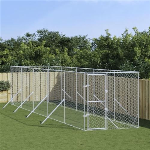 Comparer les prix de vidaXL Chenil d'extérieur pour chiens argenté 2x10x2 m acier galvanisé, chenil pour chiens, cage pour chiens, cage pour animaux de compagnie, niche