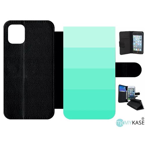 Etui My-Kase pour iPhone 11 - degrad vert - Simili-cuir Noir