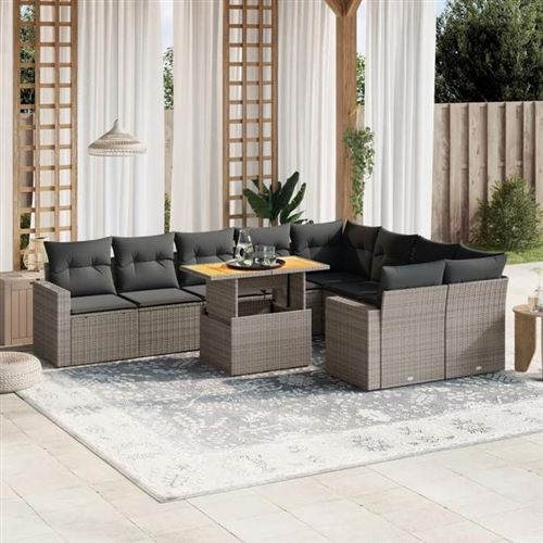 vidaXL - Salon de Jardin Modulable - 10 Pièces - Gris - Image 2