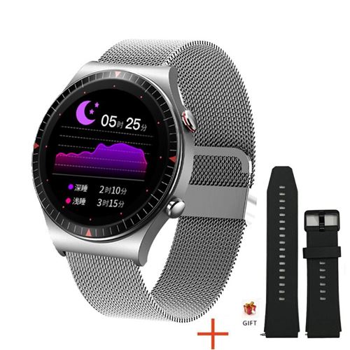 RUMOCOVO® Montre connectée de luxe pour hommes, Bluetooth, appels, carte mémoire 4G, enregistrement de musique, 2460 - Maille Argent
