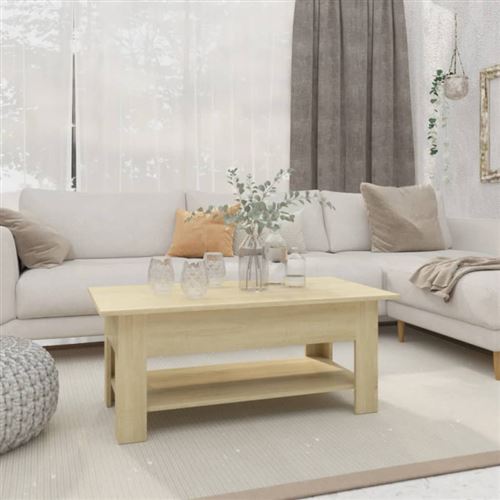 Table basse chêne sonoma 102x55x42 cm bois d ingénierie