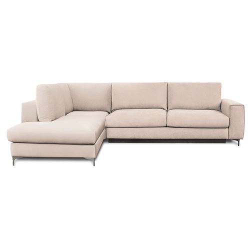 Canap&eacute; Velours Angle Gauche Beige Fiesole 3 Places - Beige