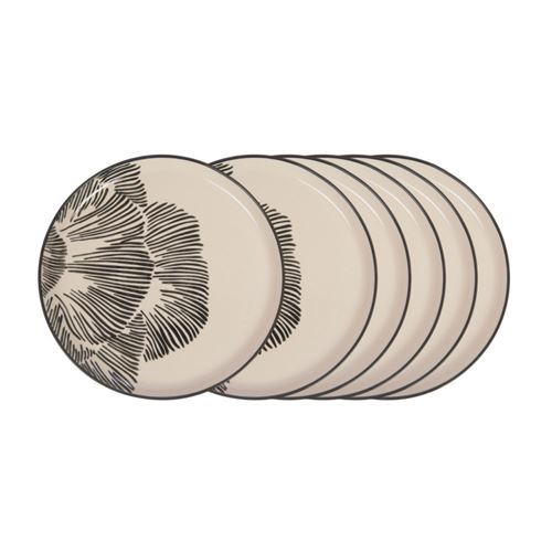 Non Communiqué Ivoire Assiette Plate Eva 26 Cm (Lot De 6) - Amadeus - Crème / - Grès