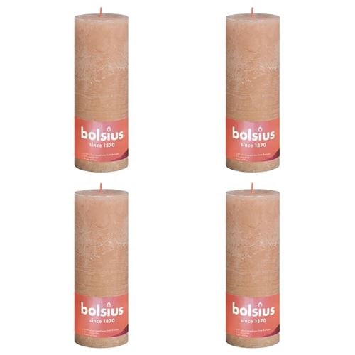 Bolsius Bougies pilier rustiques Shine 4 pcs 190x68 mm Rose brumeux