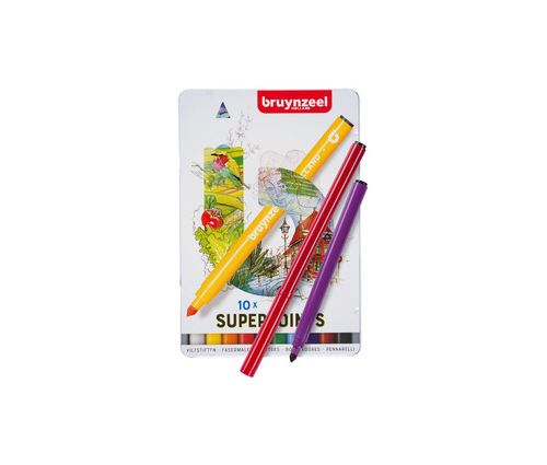 bruynzeel feutre SUPERPOINTS, rond, étui en métal de 10