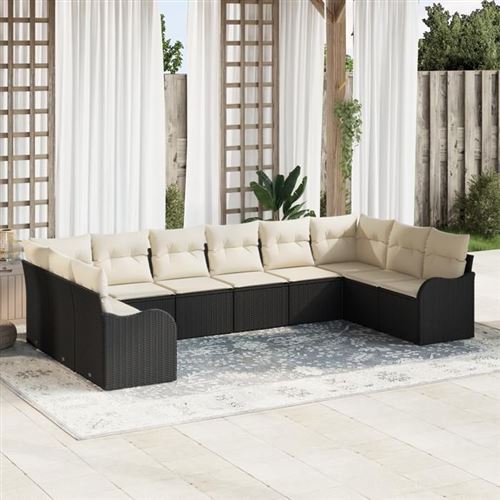 VIDAXL - Ensemble de canapés de jardin - 10 pièces - Noir - Image 2