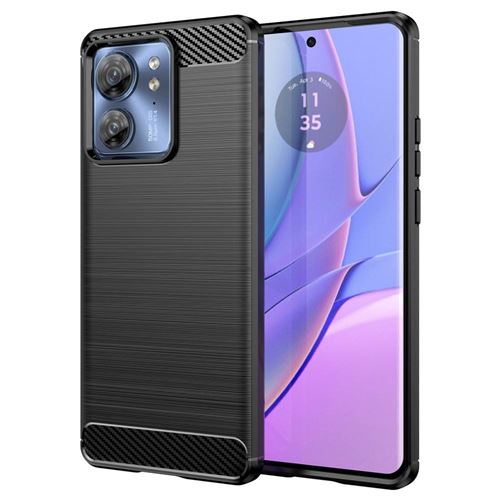 Coque pour Motorola Edge 40 5G - housse etui silicone gel carbone + film ecran - NOIR - htdmobiles