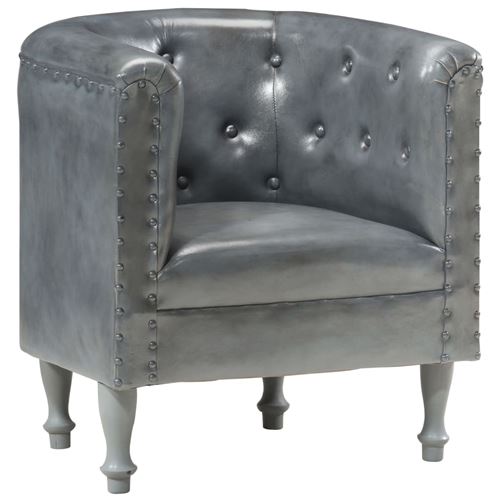 Non Communiqué Gris Vidaxl Fauteuil Cuir Véritable