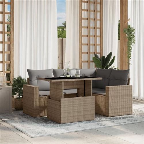 Non Communiqué Beige Salon De Jardin Modulable Vidaxl Resine Tressee 5 Pieces 62 X 62 X 69 Cm