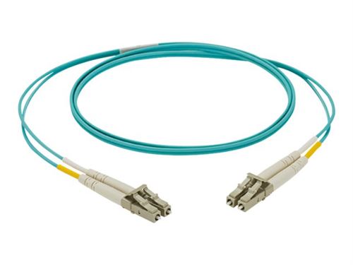 Panduit NetKey - Cordon de raccordement - LC multi-mode (M) pour LC multi-mode (M) - 2 m - fibre optique - duplex - 50 / 125 microns - OM3 - sans halogène - turquoise