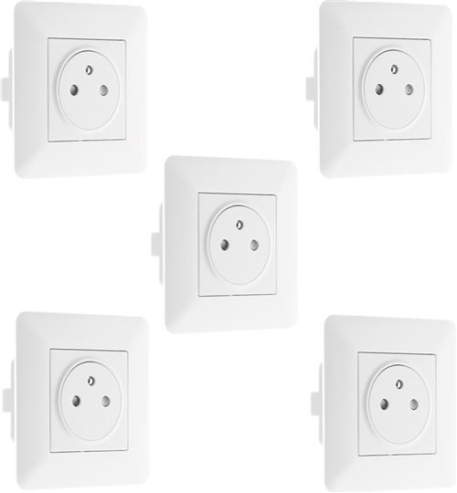 Lot de 5 prises affleurantes 2P+T 16A simple - Artezo - Zenitech