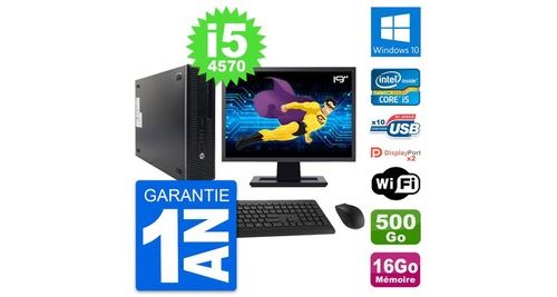PC De Bureau HP PC HP 600 G1 Sff Ecran 19" Intel i5-4570 Ram 16Go Disque 500Go Windows 10 WiFi