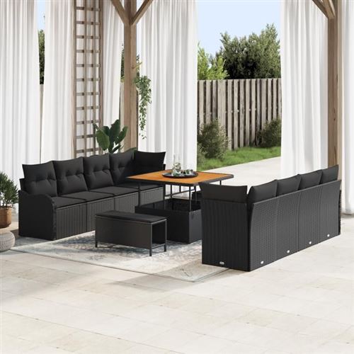 Non Communiqué Noir Salon De Jardin Modulable Vidaxl Rotin 11 Pieces 2 Personnes