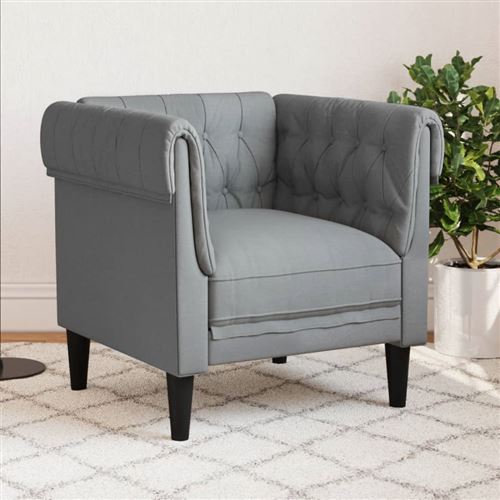 Vidaxl Gris/Clair Fauteuil Chesterfield Tissu - Image 2