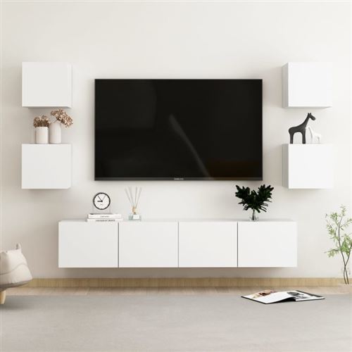 Non Communiqué Blanc Ensemble De Meubles Tv 6 Pcs Bois D Ingénierie