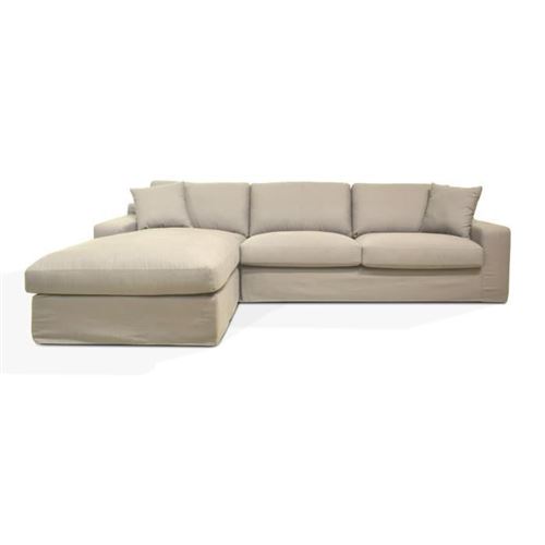 Hexagone - Canape dangle fixe gauche - Tissu mastic - L 306 x P 190 x H 82 cm - Street