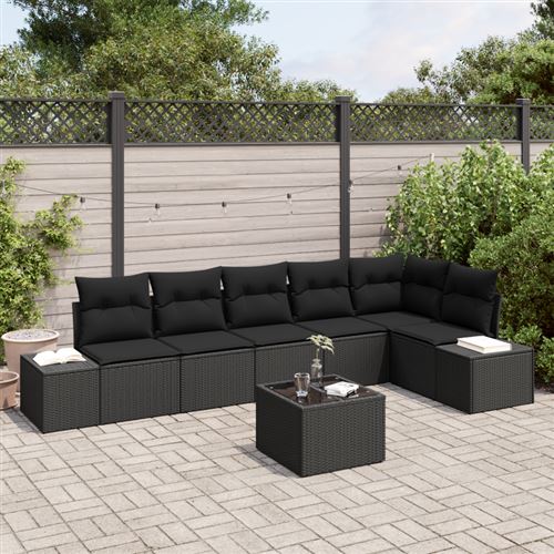 Non Communiqué Beige Ensemble De Canapé De Jardin 7 Pièces Avec Coussins Rotin Synthétique