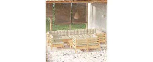 Non Communiqué Bois Salon De Jardin Modulable Vidaxl Beige 10 Pieces X 63.5 X 62.5 10 Personnes