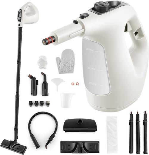 Non Communiqué Gris Giantex Nettoyeur Vapeur Portatif 1400W Avec 14 Accessoires, Balai Vapeur Continue (Gris)