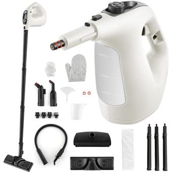 Giantex Nettoyeur Vapeur Portatif 1400W avec 14 Accessoires, Balai Vapeur Continue (Gris) - 1