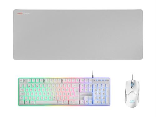 Non Communiqué Blanc Mars Gaming Mcpx - Clavier, Souris Et Tapis De Souris - Full Size - Backlit - Usb - Qwerty - Portugais - Commutateur : H-Mech
