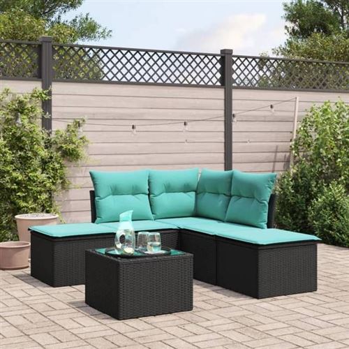 Non Communiqué Noir Salon De Jardin Modulable Vidaxl Resine Tressee 6 Pieces 55 X 62 X 69 Cm 5 Personnes