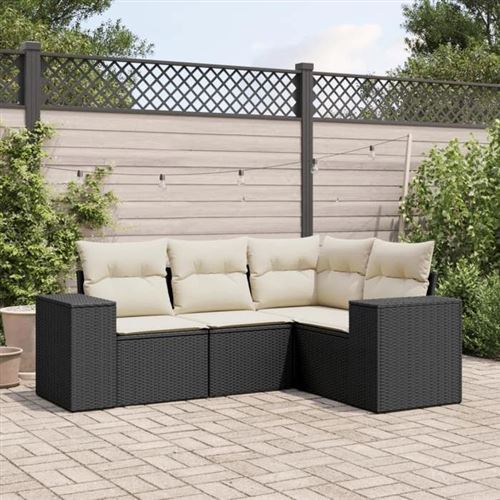 Vidaxl Set Divani Da Giardino 4 Pz Con Cuscini Nero In Polyrattan