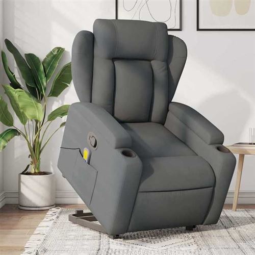 vidaXL - Fauteuil de massage - Gris - Relaxation - Tissu - Image 2