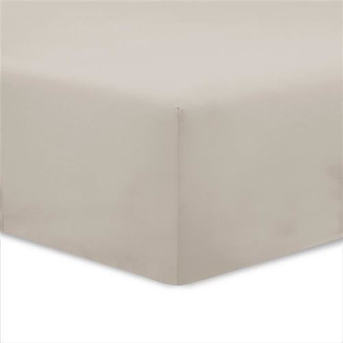 VISION Drap housse 100% coton - 160x200 cm - Mastic