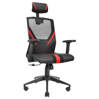 Chaise gaming Amstrad ULTIMATE-BK-RUBY Fauteuil / Chaise de bureau Gamer  coloris noir & rouge - coussin lombaire & appuie tête