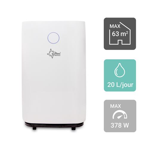 Déshumidificateur DryFix 20 MAX pour pièces jusqu'à 63m² (~150m³), Minuterie, Mode Sommeil, Purificateur d'air