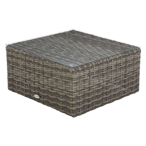 Table basse de jardin en résine tressée Moorea - L. 72 x H. 36 cm - Gris ombre