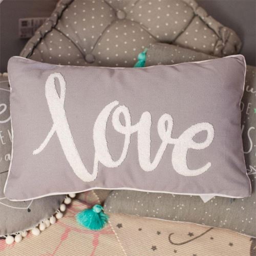 Coussin Love Gris 30x50 Cm Decoration Chambre Enfant Garcon Fille Achat Prix Fnac