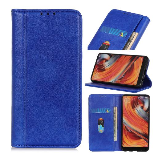 Etui en PU fente de litchi auto-absorbée bleu pour votre Apple iPhone 5.8 pouces (2019)