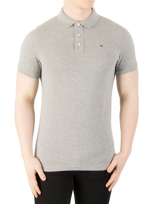 Tommy Jeans Homme Polo d'origine Slim Fit, Gris