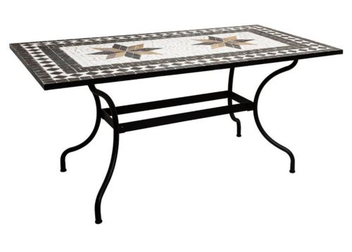 Table de repas en mosaique coloris noir - L. 160 x l. 90 x H. 75 cm -PEGANE-