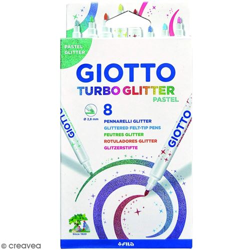 Feutres Turbo Glitter Giotto - Pastel - 8 pcs