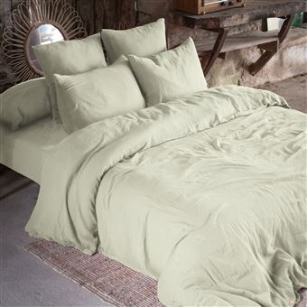 Housse De Couette Double Gaze De Coton 260 X 240 Cm Vert D Eau Green Vert Achat Prix Fnac