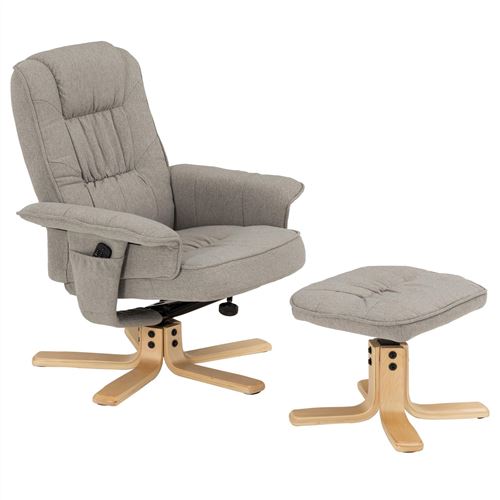 Fauteuil de relaxation avec repose-pieds CHARLY, en tissu gris