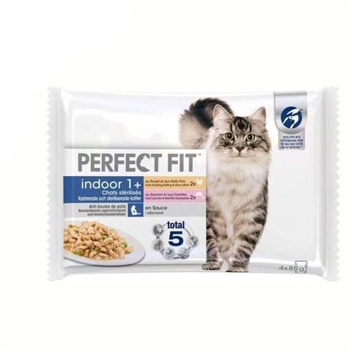PERFECT FIT 52 Sachets fra&icirc;cheur sauce poulet saumon chat d'int&eacute;rieur 85g (13x4)