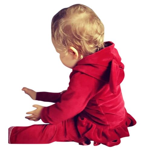 Enfant Tout-Petit Bébé Cartoon Manches Longues à Capuche Hauts + Ruffle Pantalons Tenues Set YEZB289