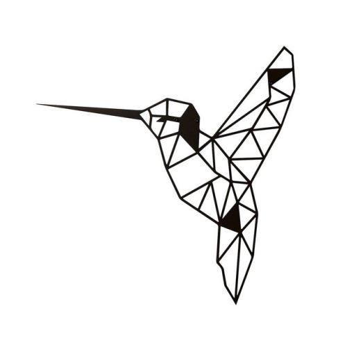 HOMEMANIA Décoration Murale Colibri - Art Mural - pour Séjour, Chambre - Noir en Acier, 44 x 0,15 x 44 cm