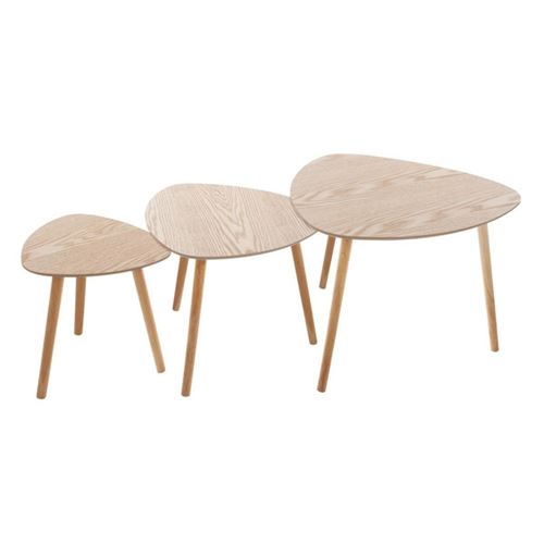 Atmosphera Beige Tables Basses Mileo Bois Lot De 3