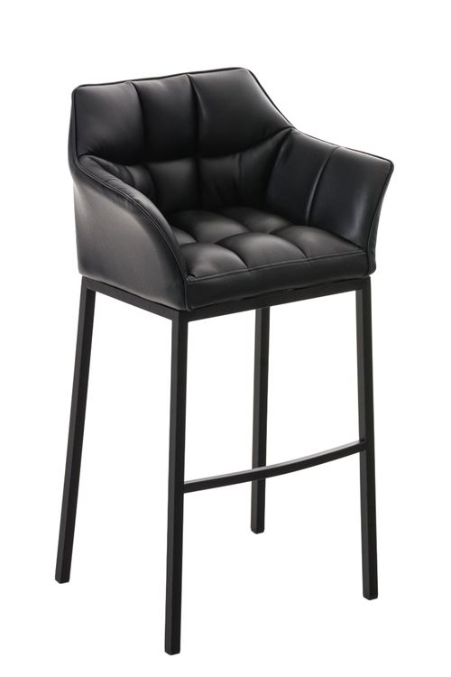 CLP - Tabouret de bar Damaso similicuir noir M&eacute;tal noir mat