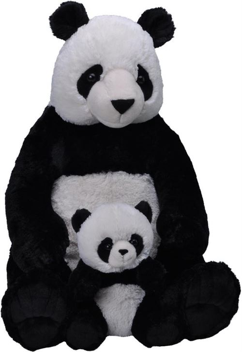 Wild Republic peluche Pandaberry 30 cm junior en peluche noir/blanc 2 pièces