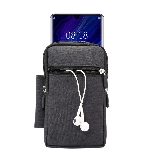 Coque en TPU Ceinture en toile denim lavable avec fermeture à glissière, taille interne: 10 X 17 X 2,5 cm noir pour votre Smartphones