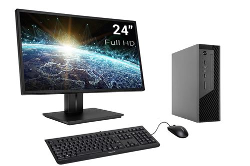 Pack Mini-PC Evolution Intel Pentium G5400, 8 Go RAM DDR4, 480Go SSD, 2To HDD, DVD-RW, Wifi, Bluetooth,, écran, c/s et Win 10