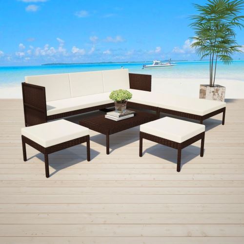 15 pcs Salon de Jardin Jeu de Canapés en Rotin Synthétique Marron