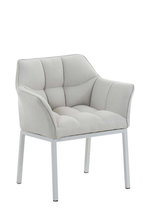 Chaise de salle à manger Octavia tissu - Piètement en métal blanc mat - Siège Blanc